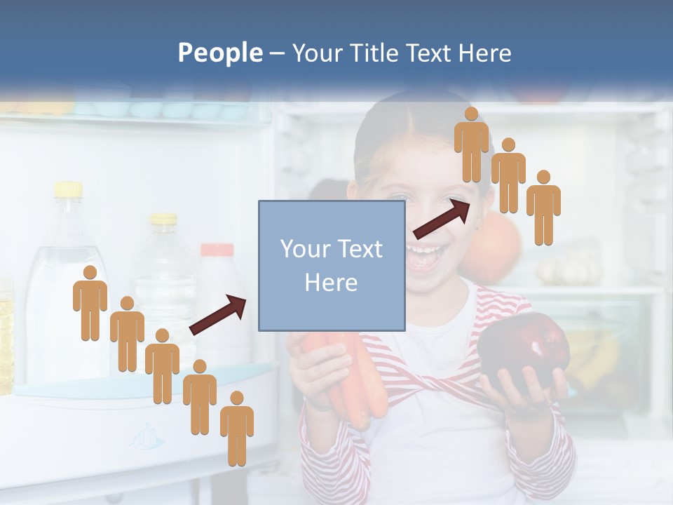 A Young Girl Holding Carrots In Front Of An Open Refrigerator PowerPoint Template