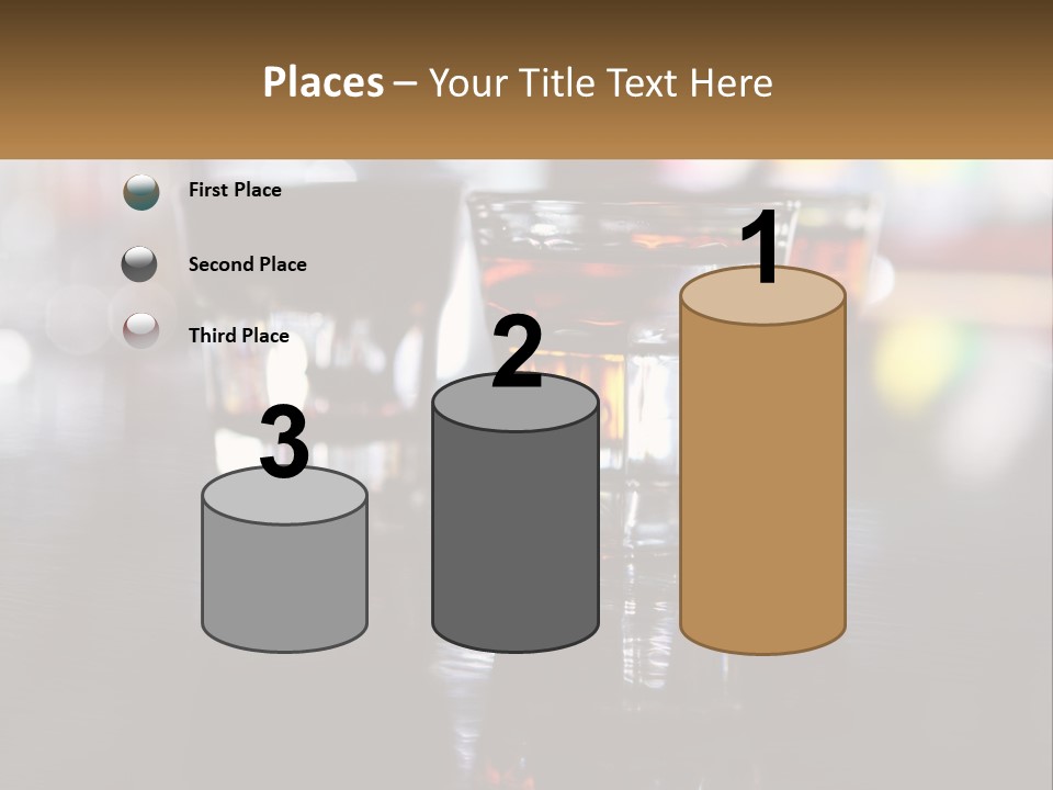 Two Glasses Of Alcohol On A Table With A Brown Background PowerPoint Template