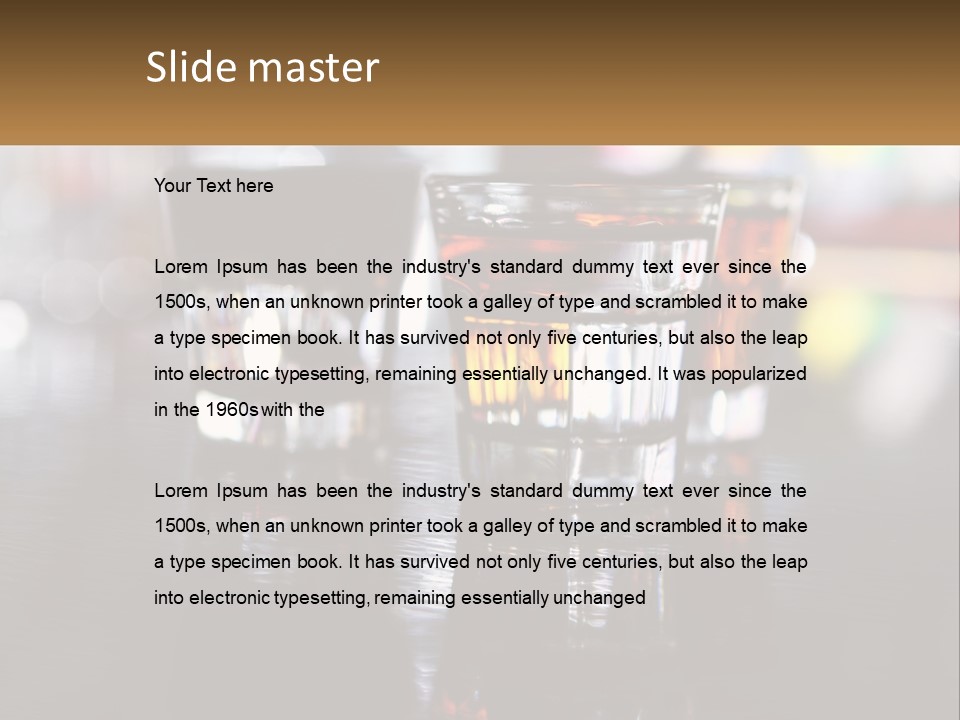 Two Glasses Of Alcohol On A Table With A Brown Background PowerPoint Template