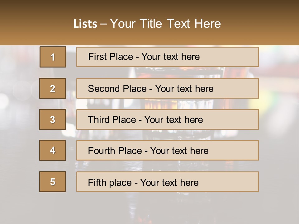 Two Glasses Of Alcohol On A Table With A Brown Background PowerPoint Template