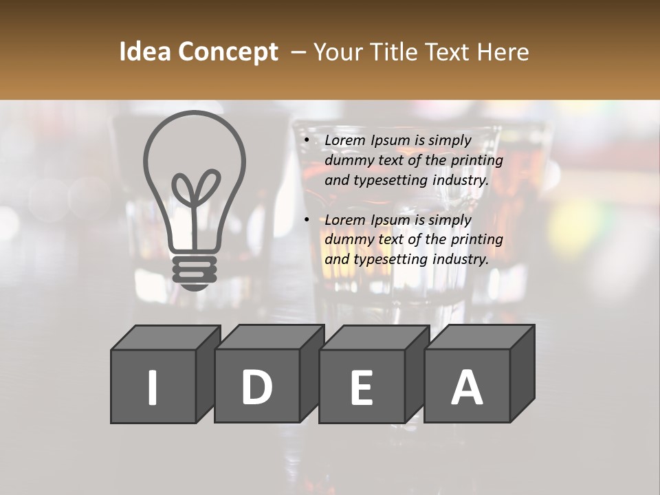 Two Glasses Of Alcohol On A Table With A Brown Background PowerPoint Template