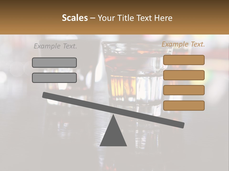 Two Glasses Of Alcohol On A Table With A Brown Background PowerPoint Template