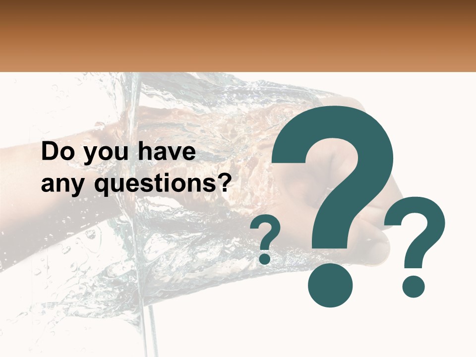 A Person's Hand With Water Splashing Out Of It PowerPoint Template