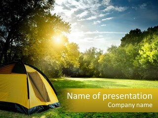 A Yellow Tent In The Middle Of A Field PowerPoint Template