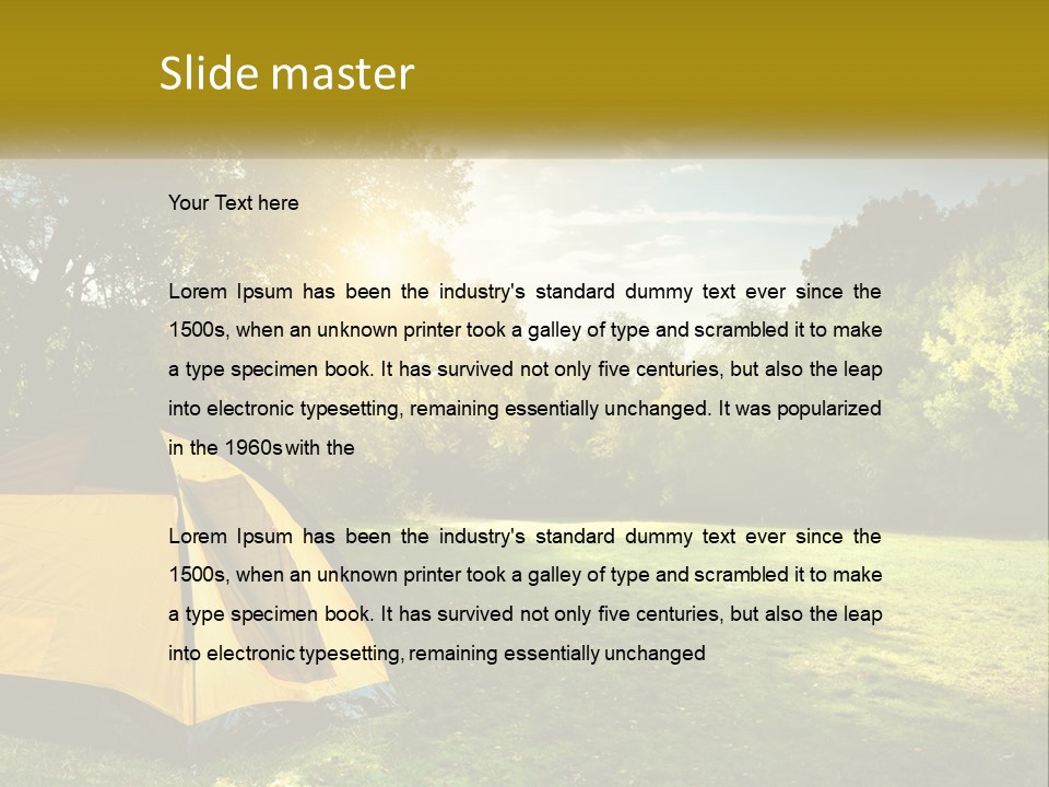 A Yellow Tent In The Middle Of A Field PowerPoint Template