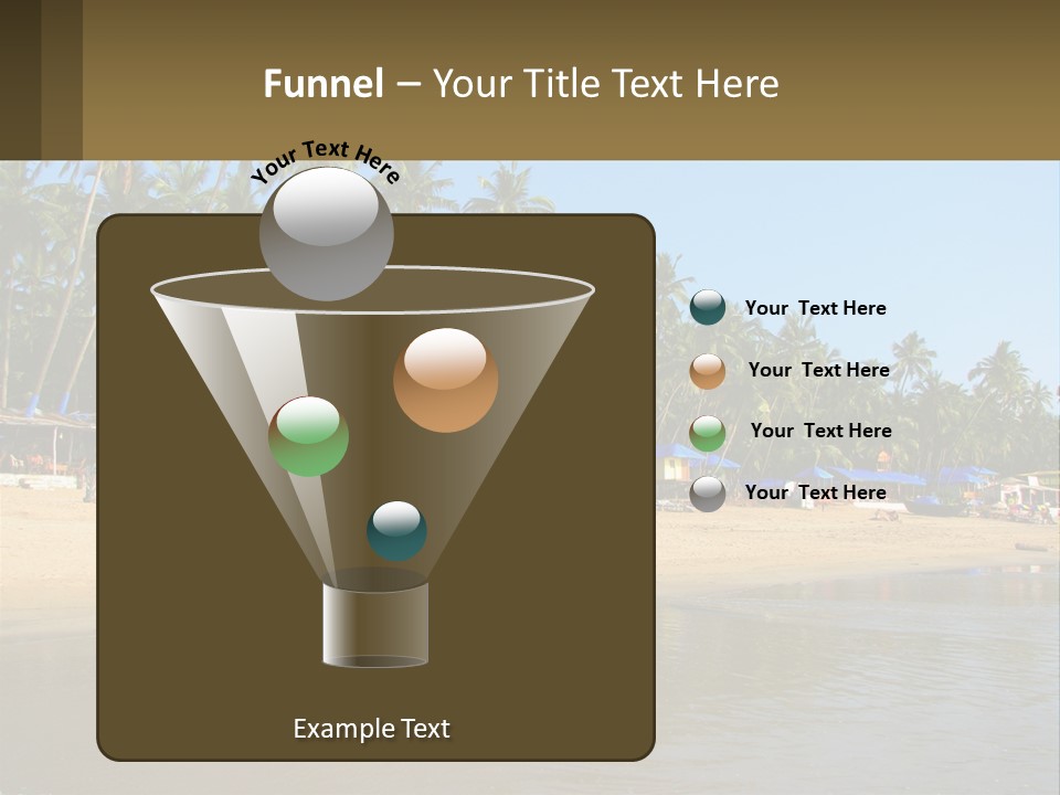 A Sandy Beach With Palm Trees And Blue Umbrellas PowerPoint Template