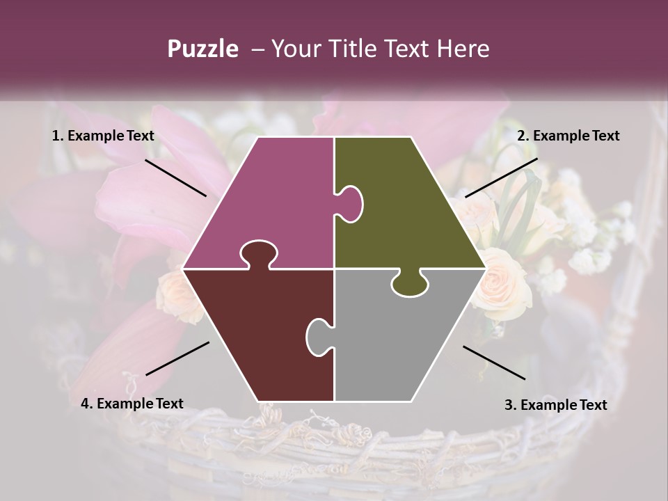 A Basket Filled With Pink And White Flowers PowerPoint Template