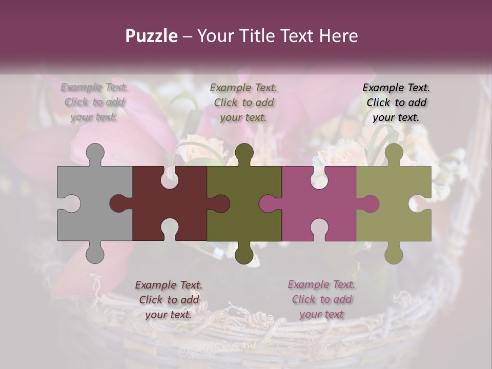 A Basket Filled With Pink And White Flowers PowerPoint Template