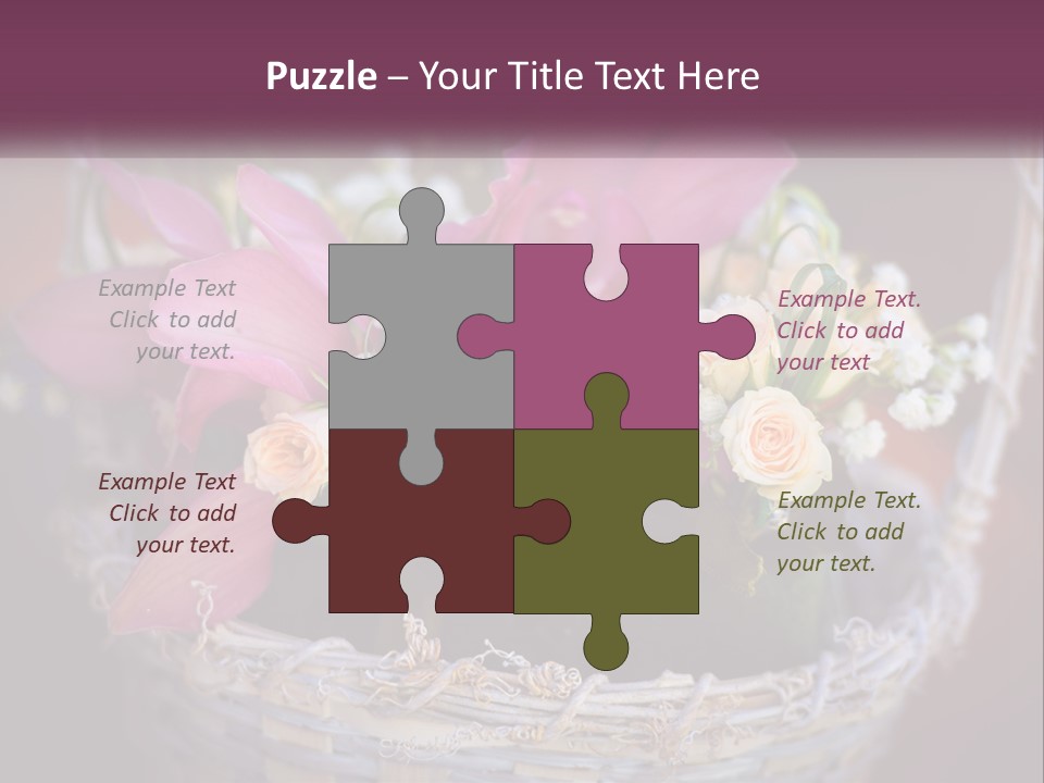 A Basket Filled With Pink And White Flowers PowerPoint Template