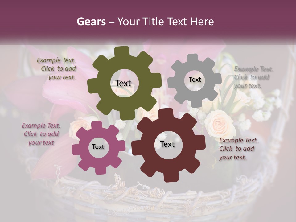 A Basket Filled With Pink And White Flowers PowerPoint Template