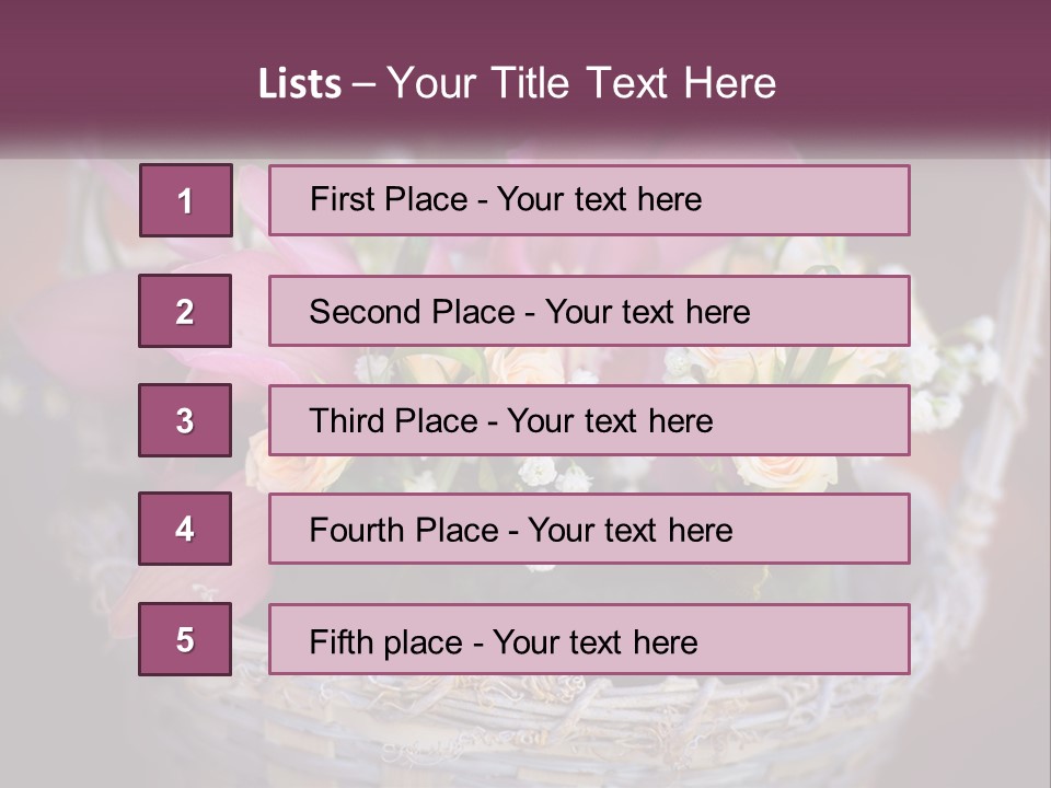 A Basket Filled With Pink And White Flowers PowerPoint Template