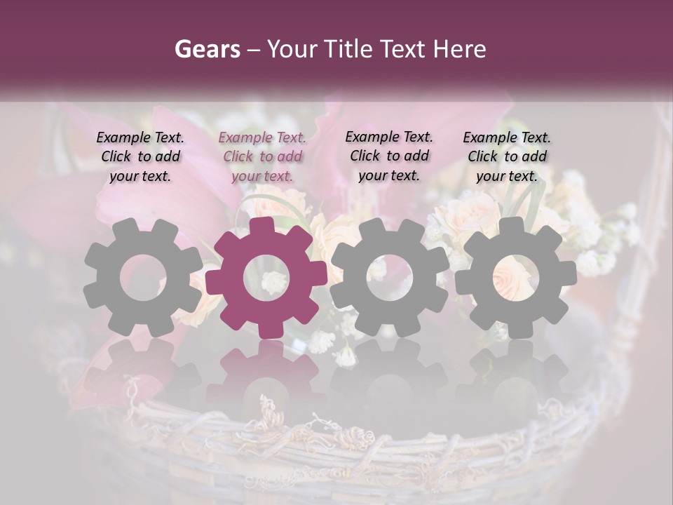 A Basket Filled With Pink And White Flowers PowerPoint Template