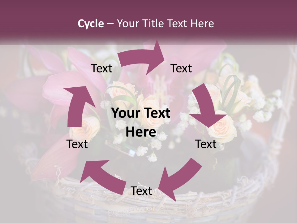 A Basket Filled With Pink And White Flowers PowerPoint Template