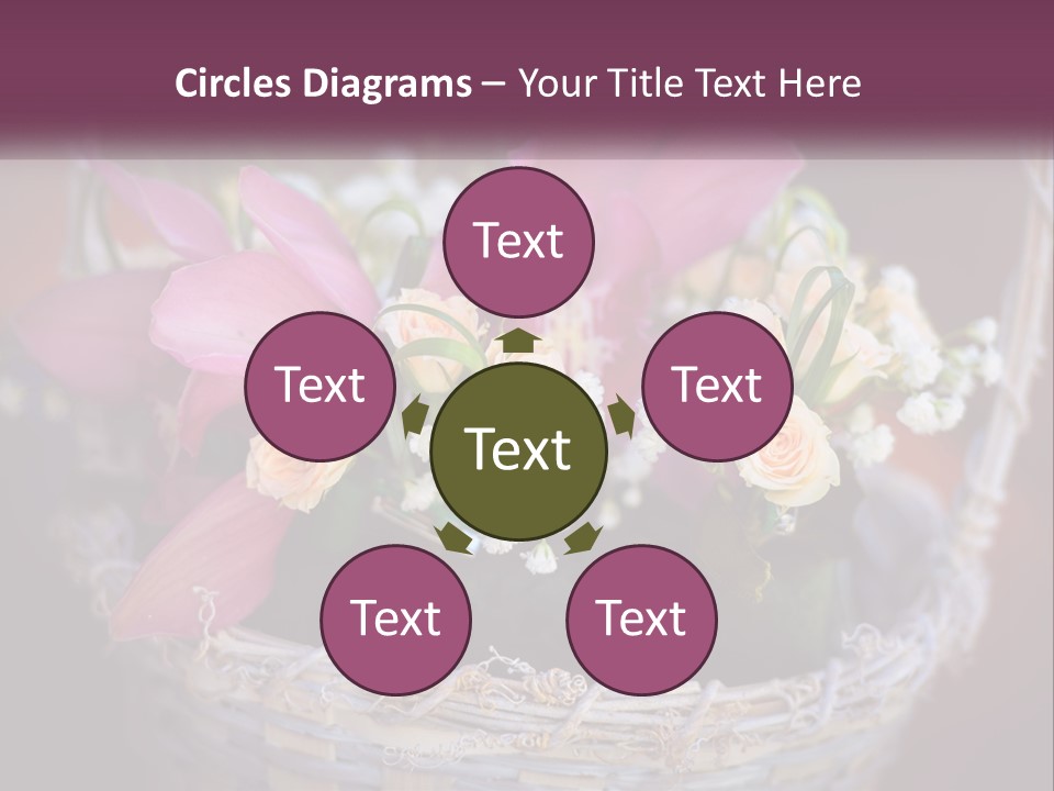 A Basket Filled With Pink And White Flowers PowerPoint Template