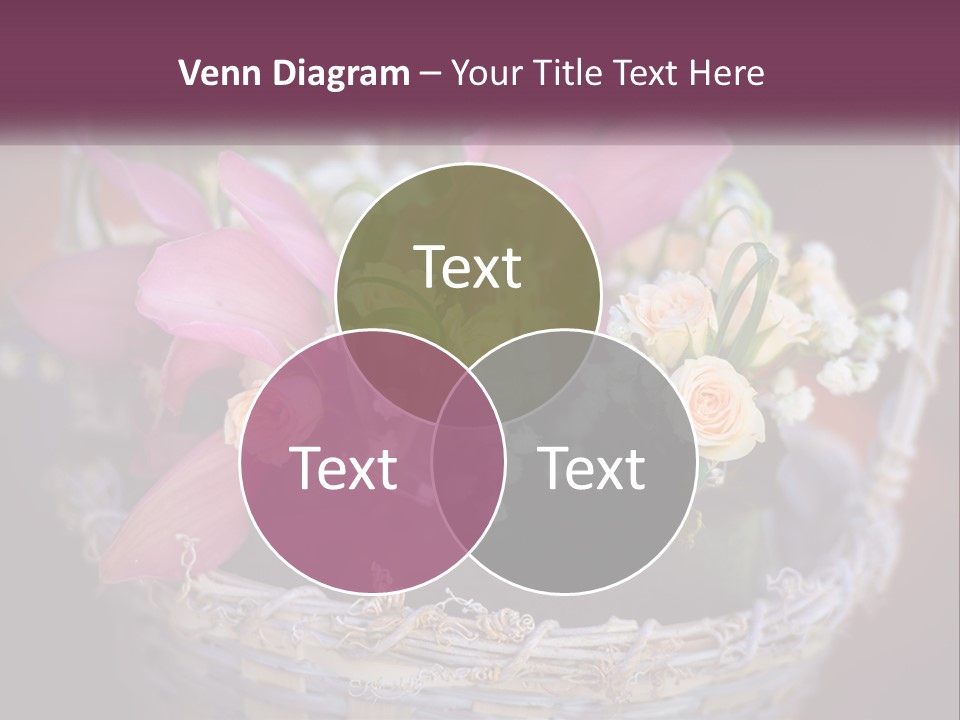A Basket Filled With Pink And White Flowers PowerPoint Template