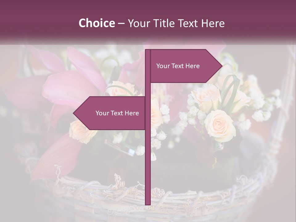 A Basket Filled With Pink And White Flowers PowerPoint Template