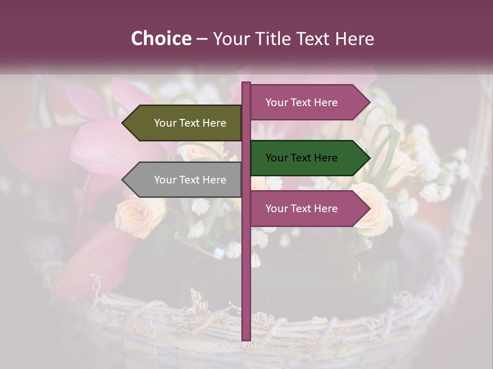 A Basket Filled With Pink And White Flowers PowerPoint Template