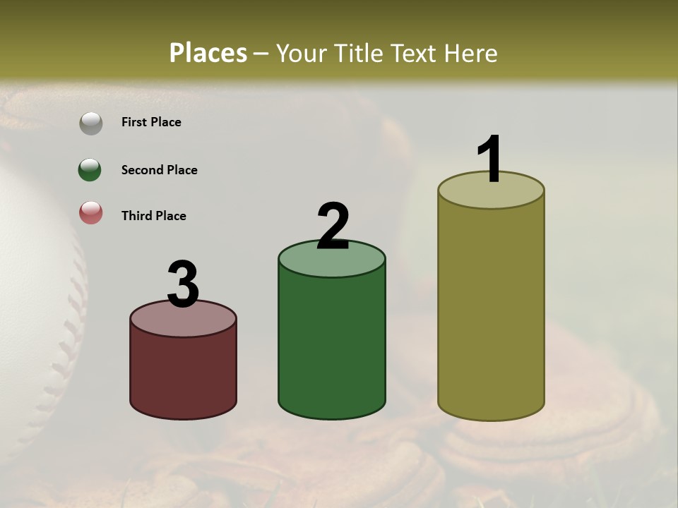 A Baseball Glove With A Ball In It On A Field PowerPoint Template