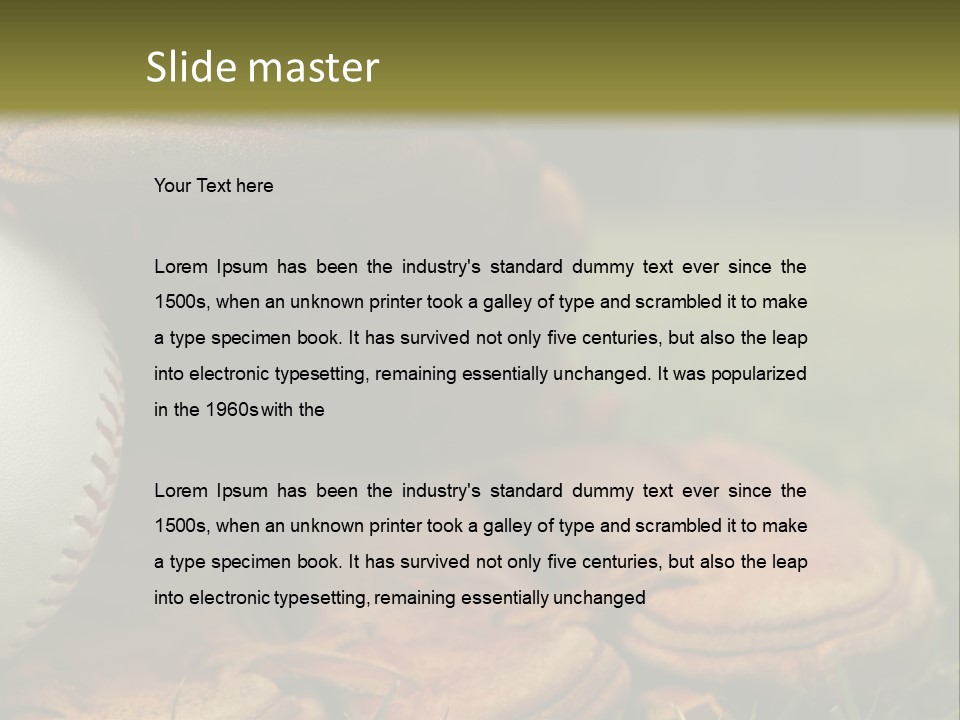 A Baseball Glove With A Ball In It On A Field PowerPoint Template