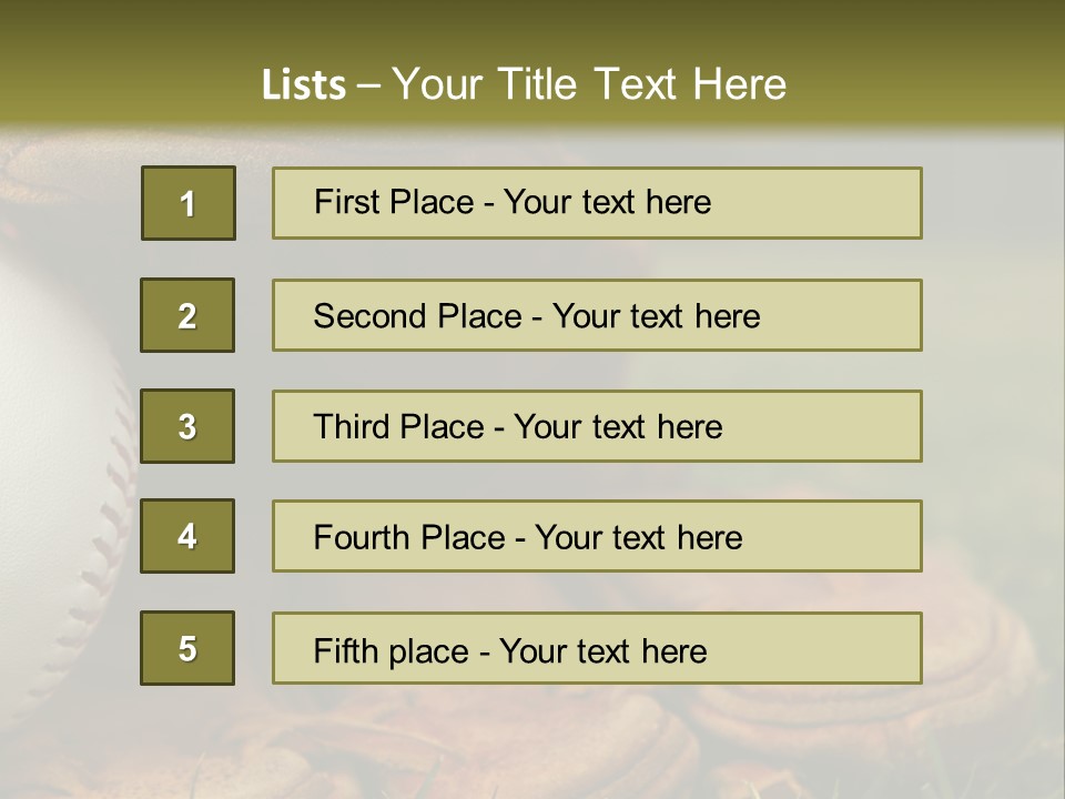 A Baseball Glove With A Ball In It On A Field PowerPoint Template