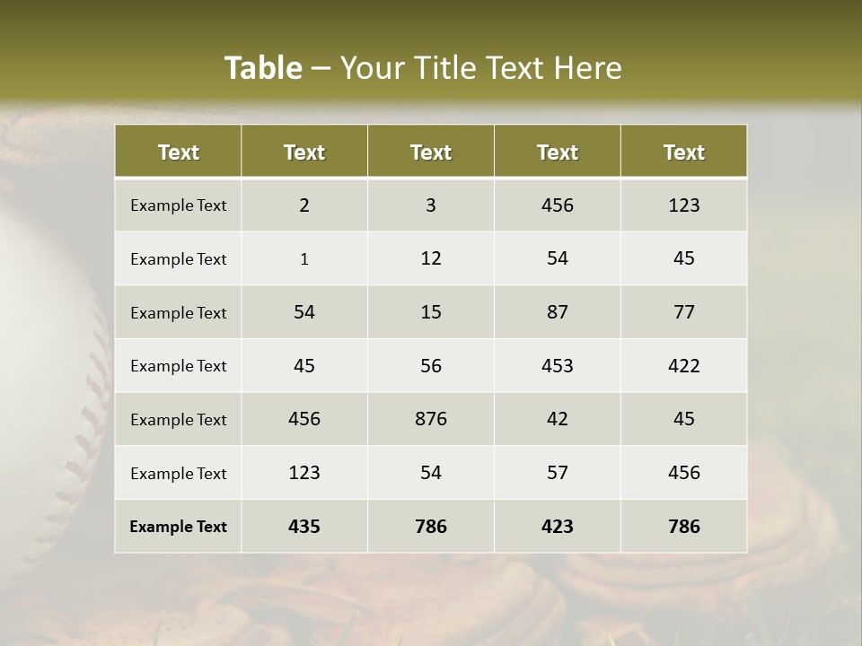 A Baseball Glove With A Ball In It On A Field PowerPoint Template