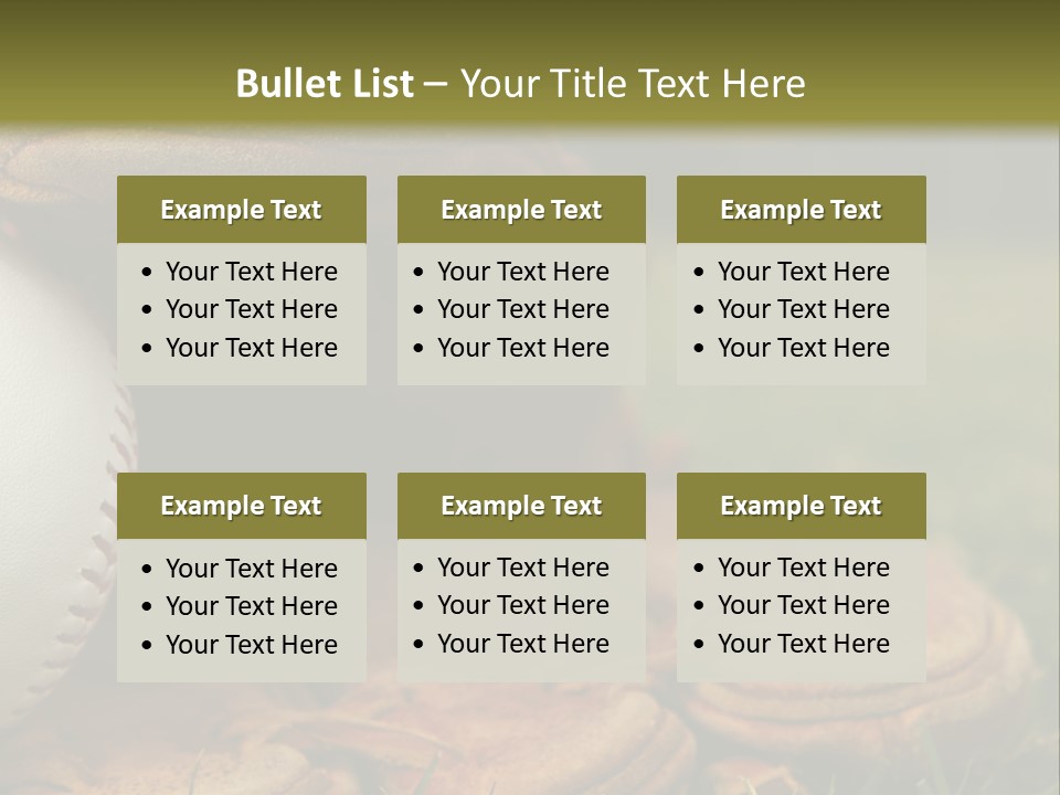 A Baseball Glove With A Ball In It On A Field PowerPoint Template