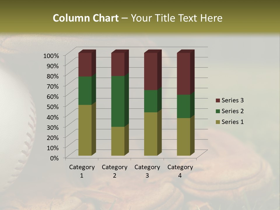 A Baseball Glove With A Ball In It On A Field PowerPoint Template