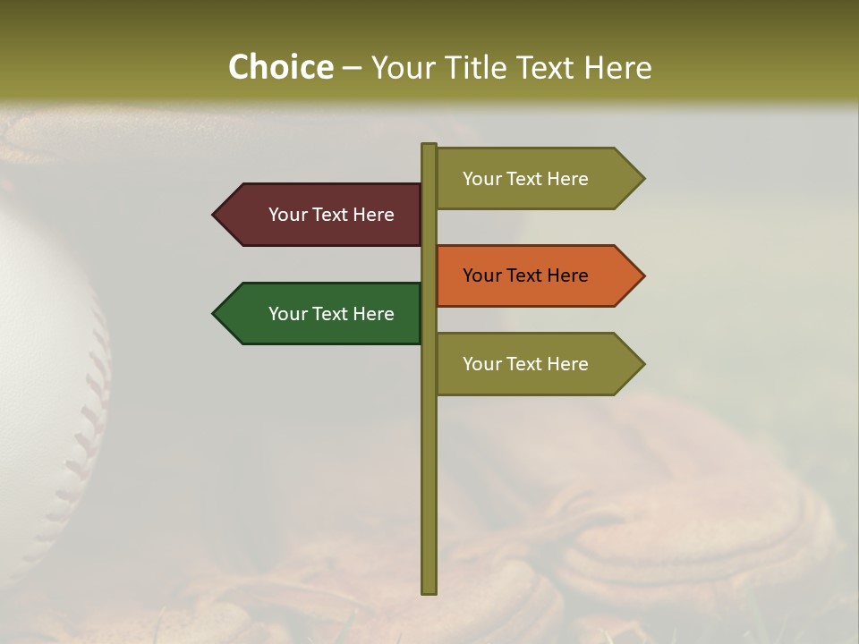 A Baseball Glove With A Ball In It On A Field PowerPoint Template