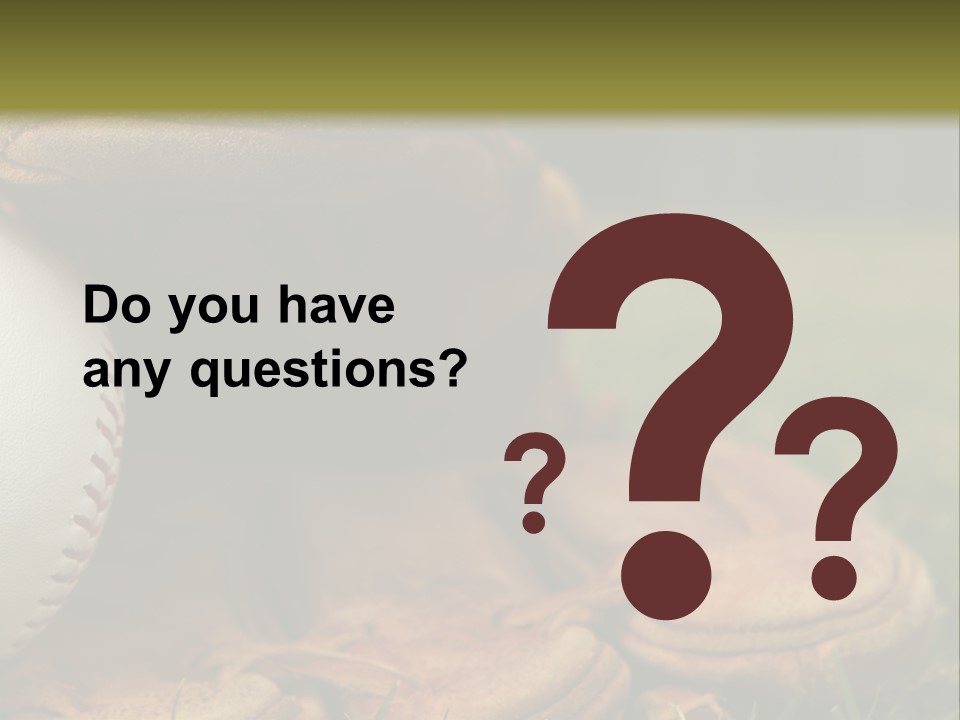 A Baseball Glove With A Ball In It On A Field PowerPoint Template