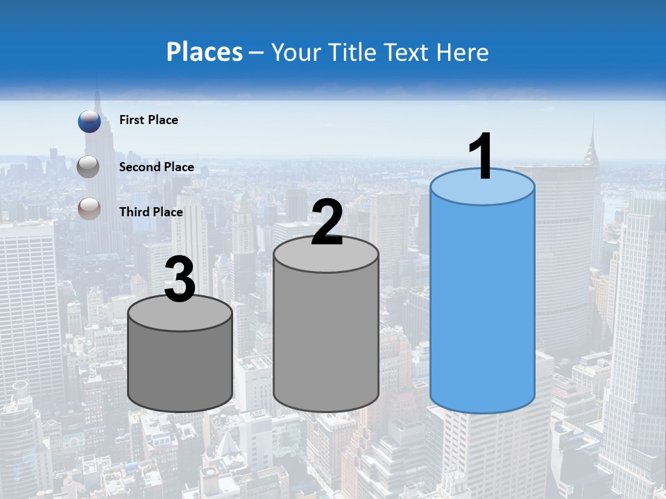 A City Skyline With Skyscrapers And Clouds In The Sky PowerPoint Template