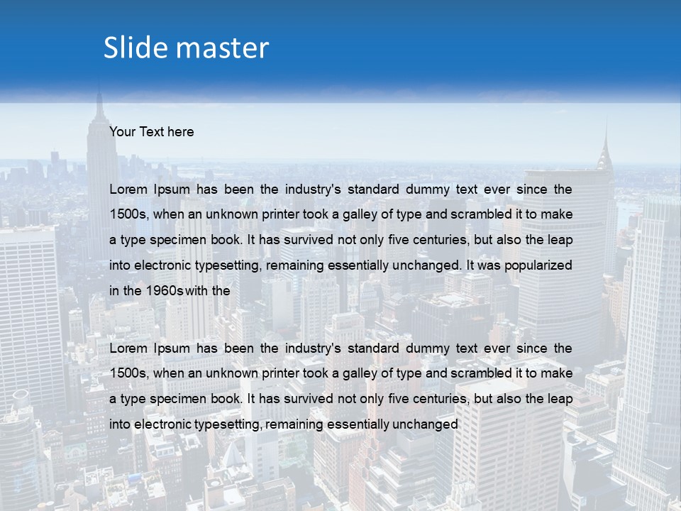 A City Skyline With Skyscrapers And Clouds In The Sky PowerPoint Template