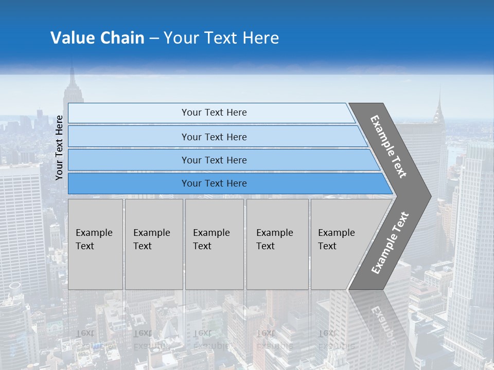 A City Skyline With Skyscrapers And Clouds In The Sky PowerPoint Template