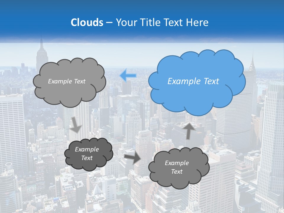 A City Skyline With Skyscrapers And Clouds In The Sky PowerPoint Template