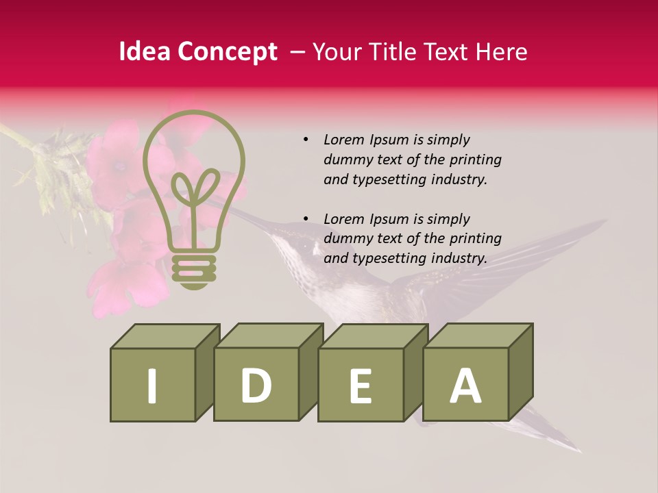 A Hummingbird Feeding From A Pink Flower PowerPoint Template