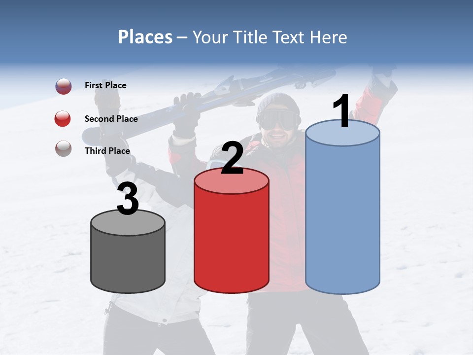 A Man And A Woman Holding Skis On Their Shoulders PowerPoint Template