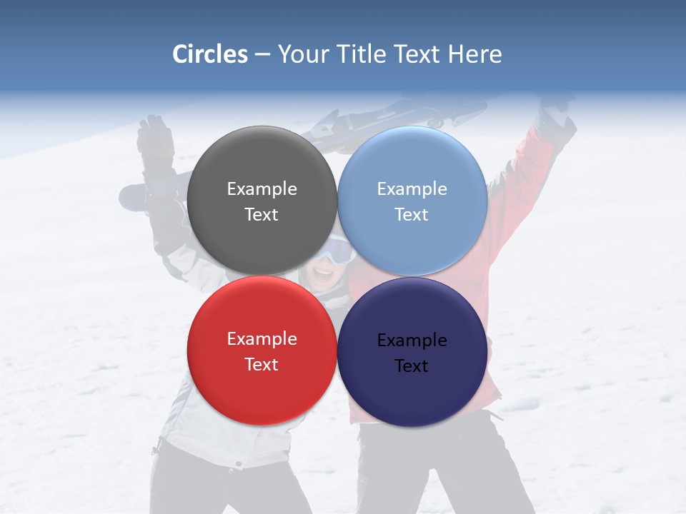 A Man And A Woman Holding Skis On Their Shoulders PowerPoint Template