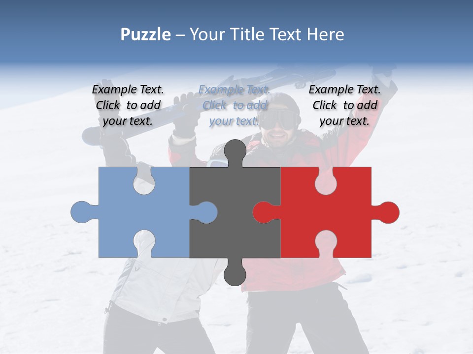 A Man And A Woman Holding Skis On Their Shoulders PowerPoint Template