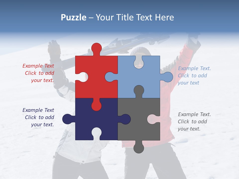 A Man And A Woman Holding Skis On Their Shoulders PowerPoint Template