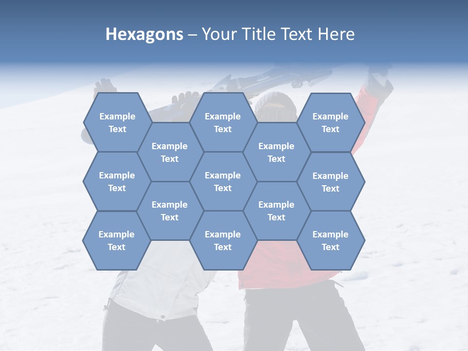 A Man And A Woman Holding Skis On Their Shoulders PowerPoint Template