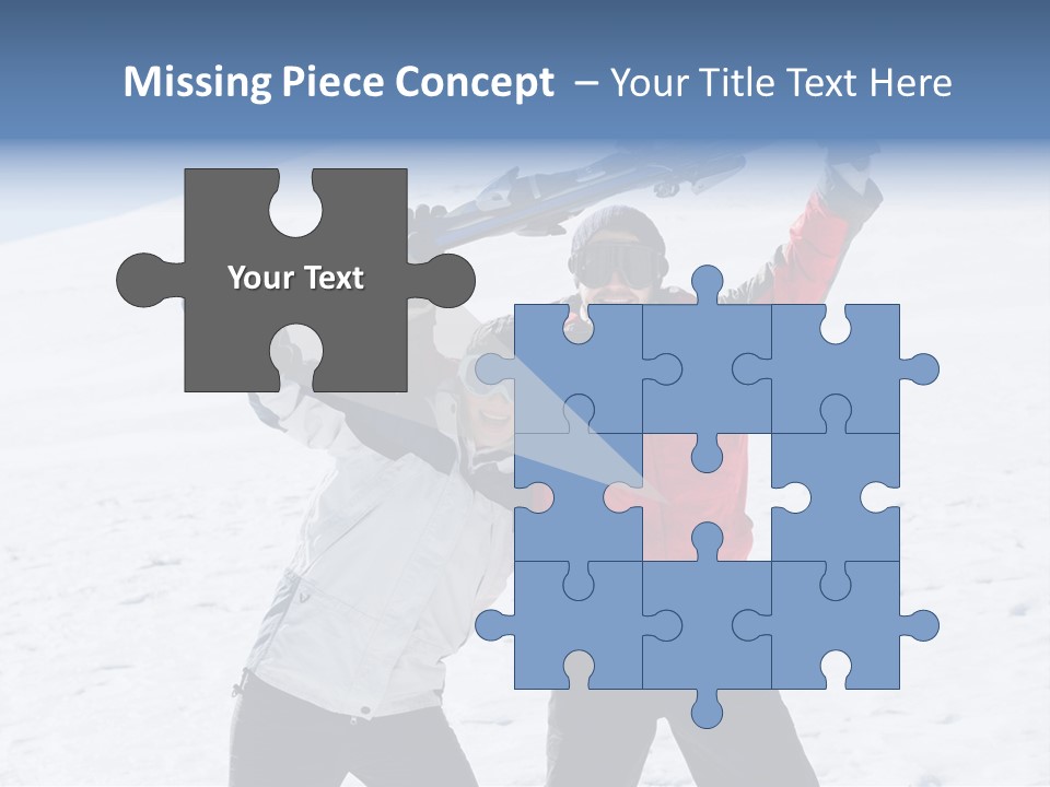 A Man And A Woman Holding Skis On Their Shoulders PowerPoint Template