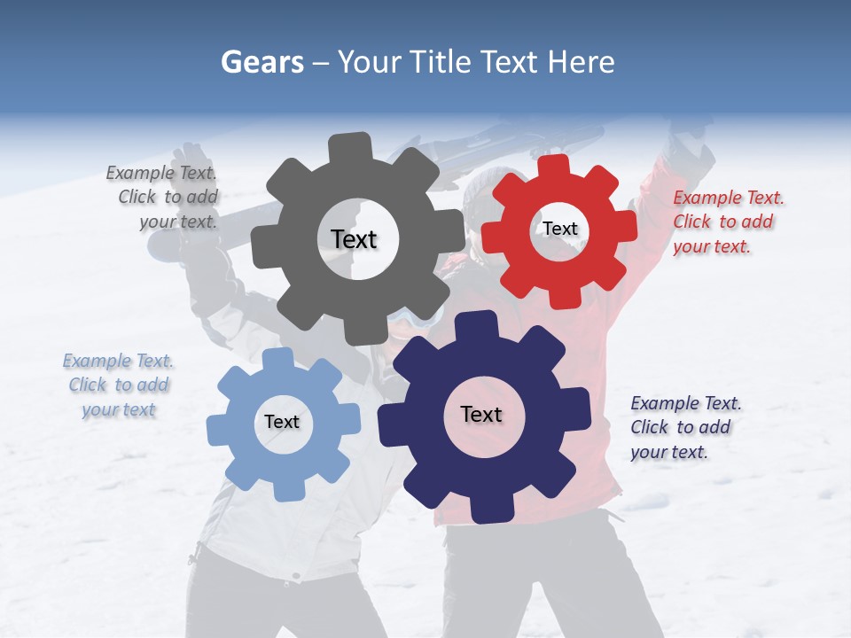 A Man And A Woman Holding Skis On Their Shoulders PowerPoint Template