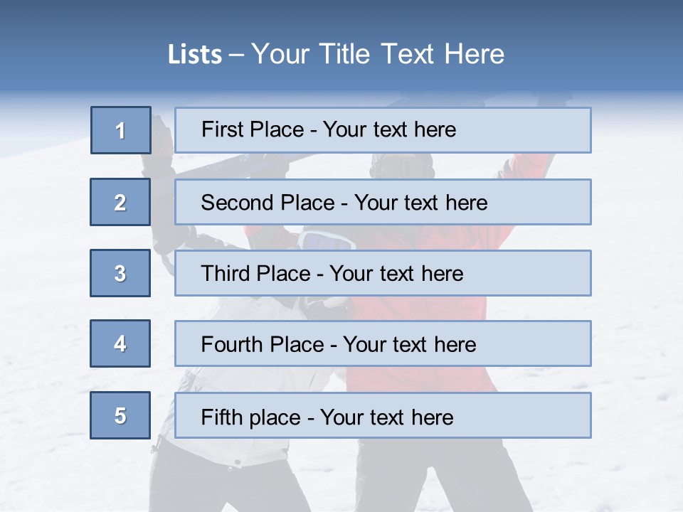 A Man And A Woman Holding Skis On Their Shoulders PowerPoint Template