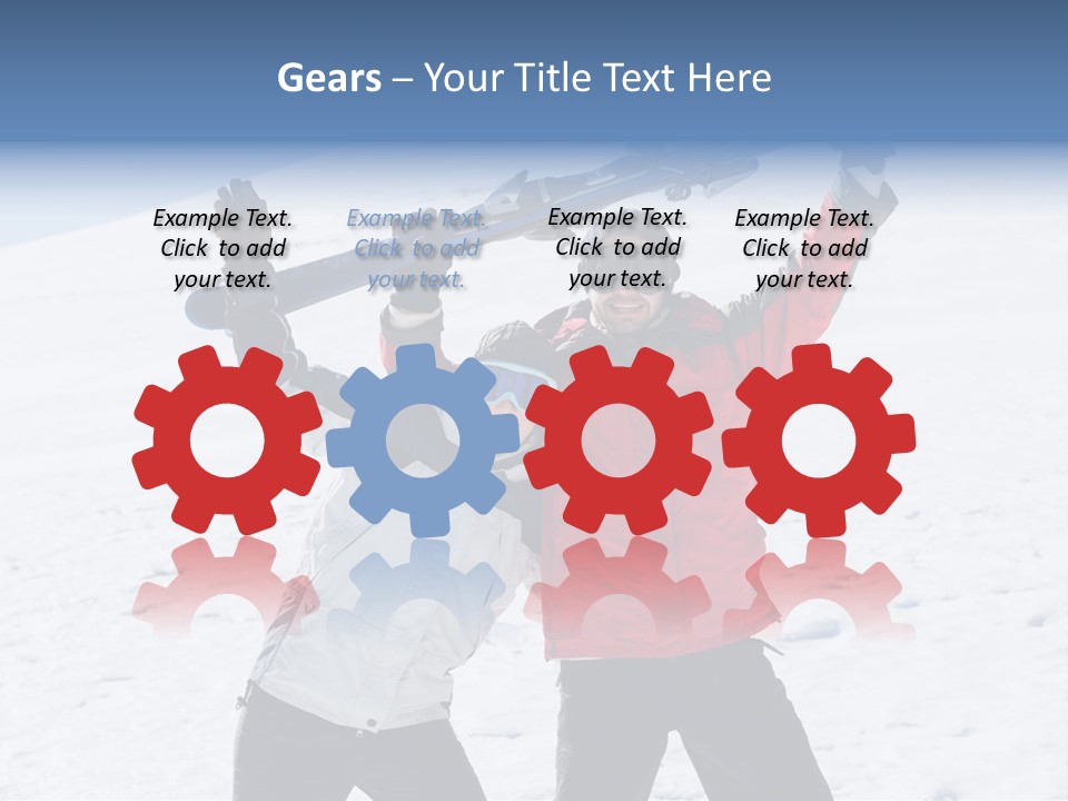 A Man And A Woman Holding Skis On Their Shoulders PowerPoint Template