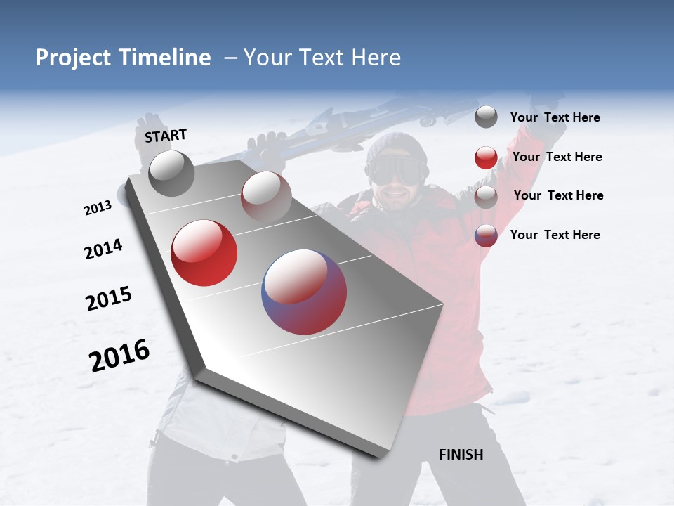 A Man And A Woman Holding Skis On Their Shoulders PowerPoint Template