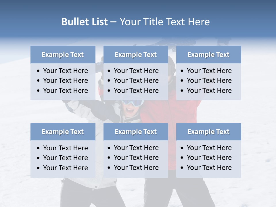 A Man And A Woman Holding Skis On Their Shoulders PowerPoint Template