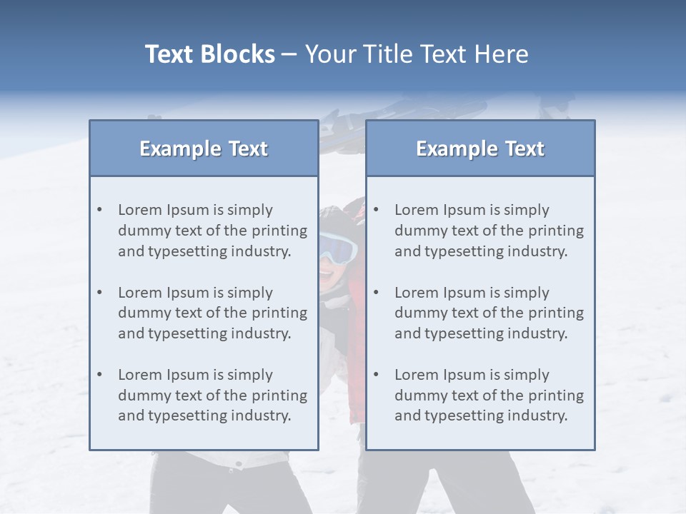 A Man And A Woman Holding Skis On Their Shoulders PowerPoint Template