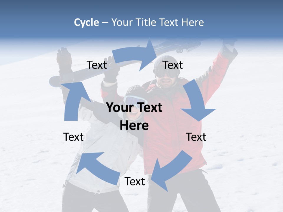 A Man And A Woman Holding Skis On Their Shoulders PowerPoint Template