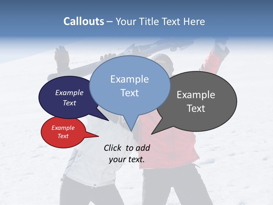 A Man And A Woman Holding Skis On Their Shoulders PowerPoint Template