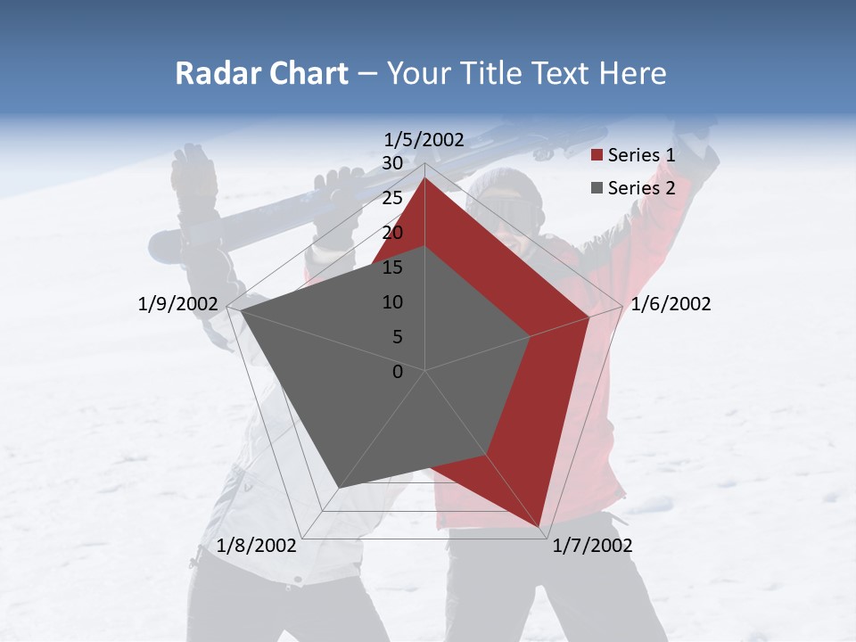 A Man And A Woman Holding Skis On Their Shoulders PowerPoint Template