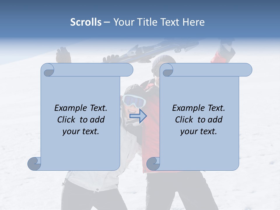 A Man And A Woman Holding Skis On Their Shoulders PowerPoint Template